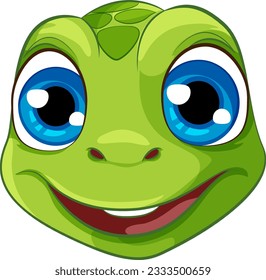 A vector cartoon illustration of a smiling turtle face isolated on a white background illustration