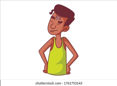 Vector cartoon illustration of south Indian man. Isolated on white background.