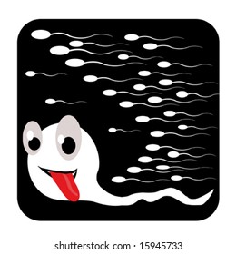 Vector cartoon illustration of spermatozoon