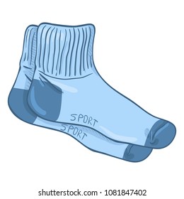 Vector Cartoon Illustration - Sport Style Blue Socks
