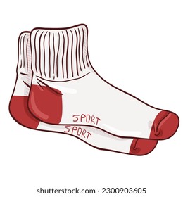 Vector Cartoon Illustration - Sport Style Red and White Socks