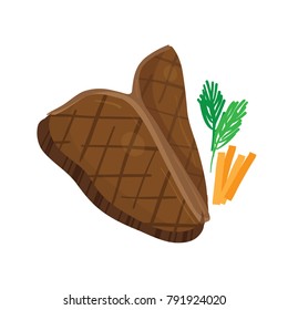 Vector cartoon illustration of steak isolated against white background