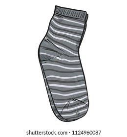 Vector Cartoon Illustration - Striped Gray Pair of Socks