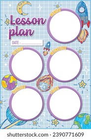 Vector cartoon illustration of a student's lesson plan and to-do list with notes