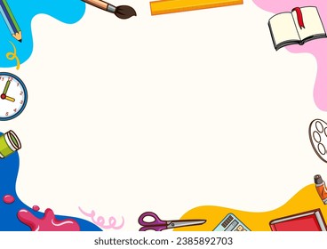 Una plantilla de marco de borde de ilustraciones de dibujos animados vectoriales para herramientas de aprendizaje imprimibles