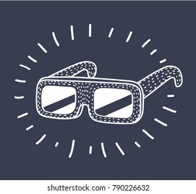 Vector cartoon illustration of Sun Glasses vector icon. Flat black symbol. Pictogram is isolated on a white background. Designed for web and software interfaces.glasses, sun, sunglasses, vector, ray.