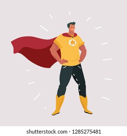 Vector cartoon illustration of Superhero character on white background. Vector cartoon illustration of Superhero character on white background.