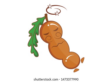 Vector cartoon illustration of tamarind sleeping. Isolated on white background.