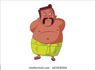 Vektorgrafik-Illustration von tamil man ist verärgert. Einzeln auf weißem Hintergrund.