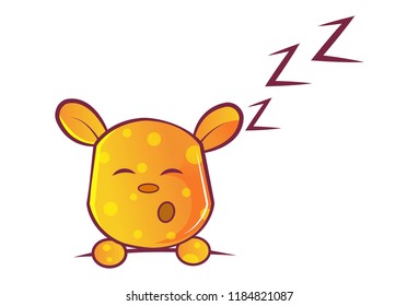 Vector cartoon illustration of teddy bear sleeping. Isolated on white background.