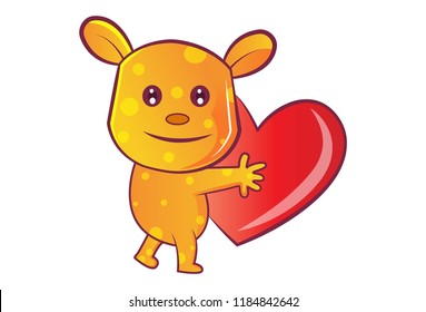 Vector Cartoon Illustration Teddy Bear Heart Stock Vector (Royalty Free ...