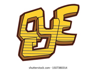 Vector cartoon illustration of text sticker. Oye Hindi text translation - excuse me. Isolated on white background.