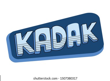 Vector cartoon illustration of text sticker. Kadak Hindi text translation - strong. Isolated on white background.