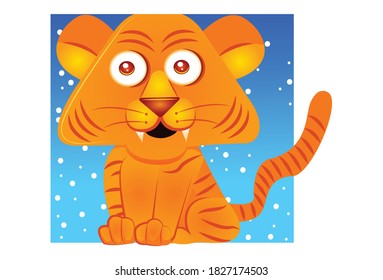Vector cartoon illustration of a tiger. Isolated on white background.