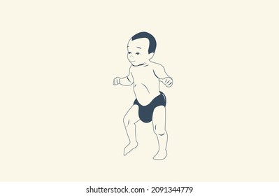 Dibujo vectorial de Toddler intenta caminar