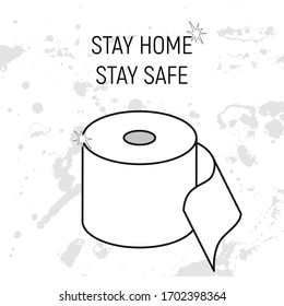 Vector cartoon illustration of toilet paper for poster, post, graphic design, banner, meme. Joke and fun for quarantine. Pandemic, pandemia, coronavirus, covid. Stay at home