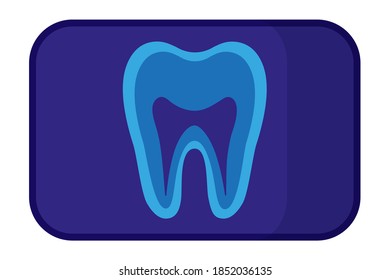 Vector cartoon illustration of tooth x-ray isolated on white background. Dental concept.