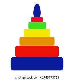 Vector cartoon illustration toy colored pyramid. Isolated on white background