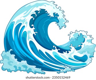 A vector cartoon illustration of a traditional Japanese wave