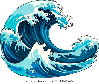 A vector cartoon illustration of a traditional Japanese wave