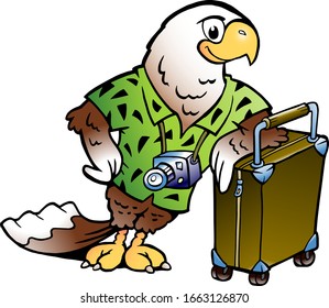 Vector Cartoon illustration of a Traveling Tourist Eagle Bird