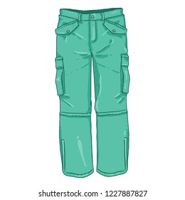 Vector Cartoon Illustration -Turquoise Winter Hiking Trousers