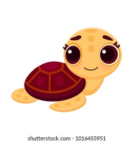 Vector cartoon illustration of turtle. Isolated on white.