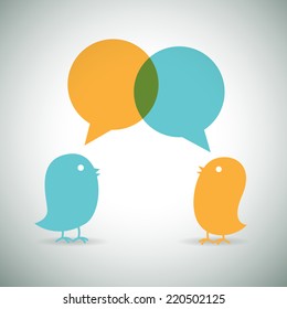 Vector cartoon illustration of two birds chatting.