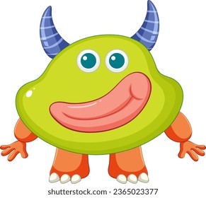 A vector cartoon illustration of a unique horned alien monster