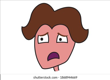 Vector cartoon illustration of an upset boy. Isolated on white background.