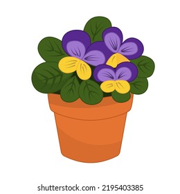 Vektorgrafik eines Violetts in einem Topf auf weißem Hintergrund.
