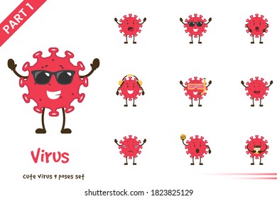 Dibujo vectorial de imágenes de virus. Aislado sobre fondo blanco.