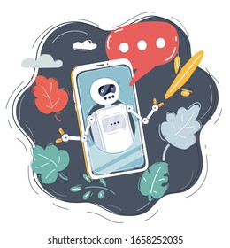 Dibujo vectorial de la asistencia de control de voz en smartphone.