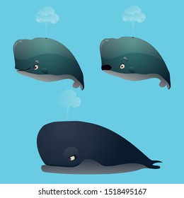 Vector cartoon illustration of a whale.