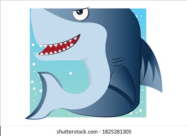 Vector cartoon illustration of whale. Isolated on white background.