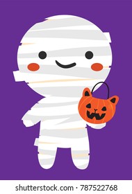 Vector cartoon illustration of white mummy costume for Halloween