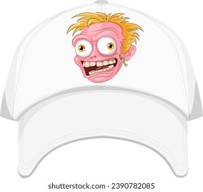 Dibujo vectorial de una proyección salvaje de cabeza zombie en una gorra