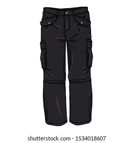 Vector Cartoon Illustration - Winter Black Hiking Trousers