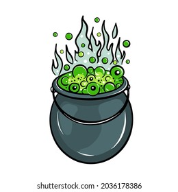 Vector Cartoon Illustration of a Witch's Cauldron