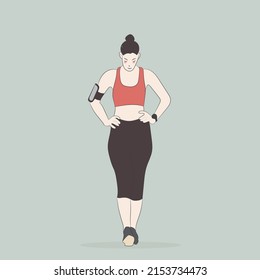 vector cartoon illustration woman walking exercise