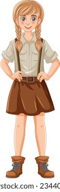 A vector cartoon illustration of a woman wearing a suspenders outfit