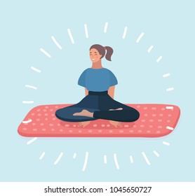 Vector cartoon illustration of Woman Yoga - relax. Female character on white background.