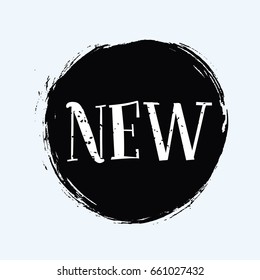 Vector cartoon illustration of word New in vintage style, black isolated element