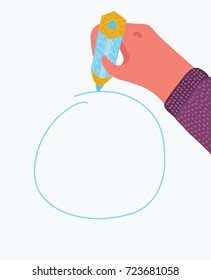 Dibujo vectorial de la escritura o el círculo de dibujo por mano humana con lápiz. Fondo blanco aislado.
