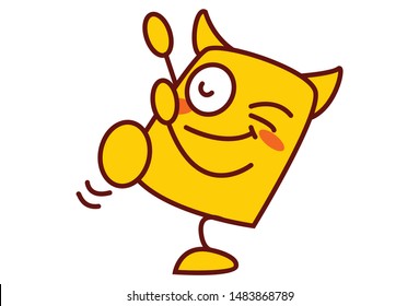 Vector cartoon illustration of yellow  monster. Isolated on white background.