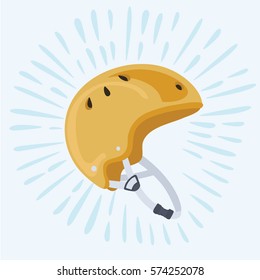 Vector cartoon illustration of yellow sport helmet for roller skates