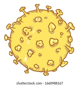 Vector Cartoon Illustration Yellow Symbol of Virus