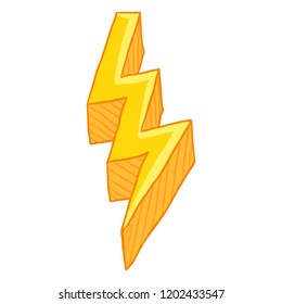 Vector Cartoon Illustration - Yellow Thunder Lighting Symbol