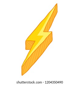 Vector Cartoon Illustration - Yellow Thunder Lighting Symbol