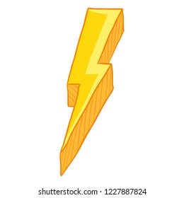 Vector Cartoon Illustration - Yellow Thunder Lighting Symbol